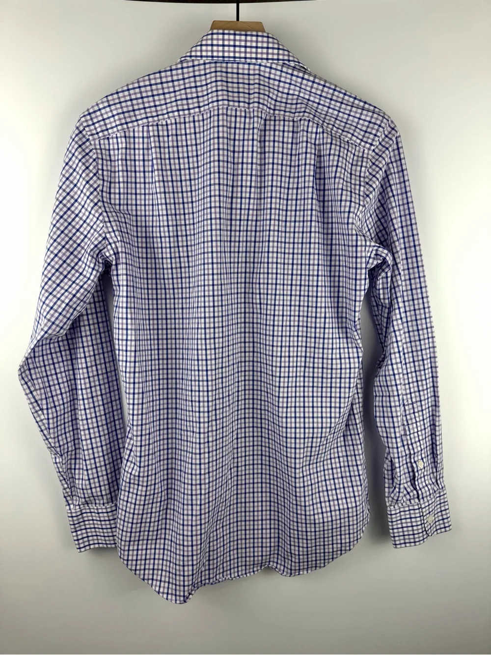 J Crew Men’s Plaid Gingham Button Up Flex Wrinkle Free Small Purple Blue Preppy